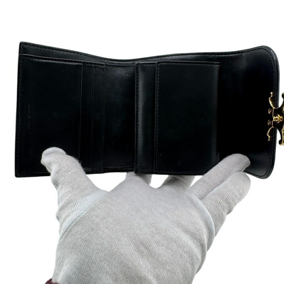 CELINE Triomphe Tri-fold Wallet Black Women's - Picture 7 of 16